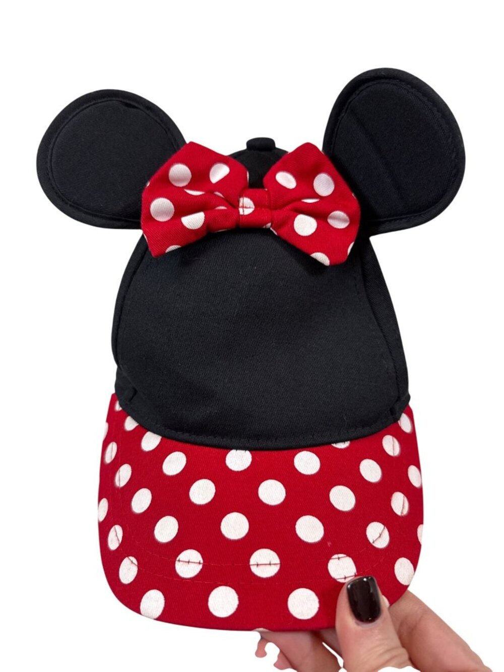Disney Minnie Mouse Polka Dot Ears & Red Bow OSFM childrens Cap Hat - Picture 3 of 7